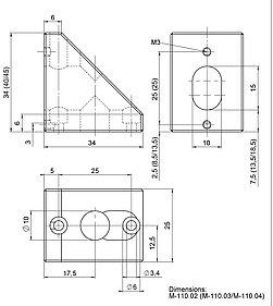 PI M-110.0x Z-Axis Mounting Bracket Drawing
